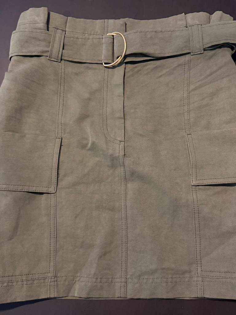 Alc Belted Linen Cargo Miniskirt